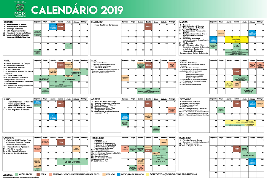 CALENDARIO PROEX 2019