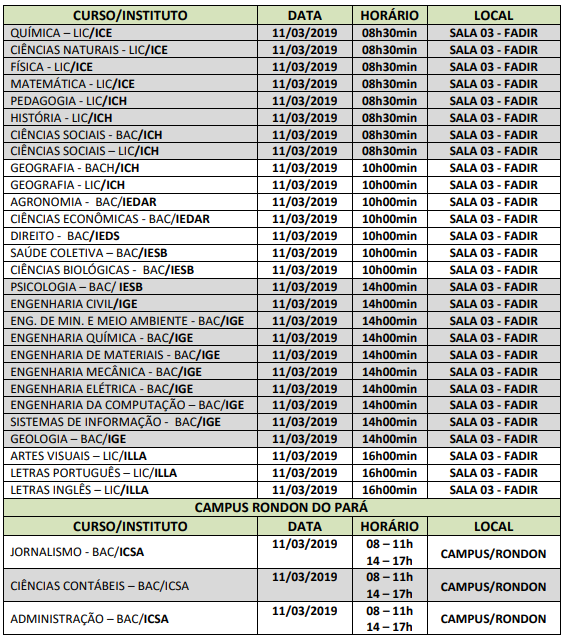 horarios