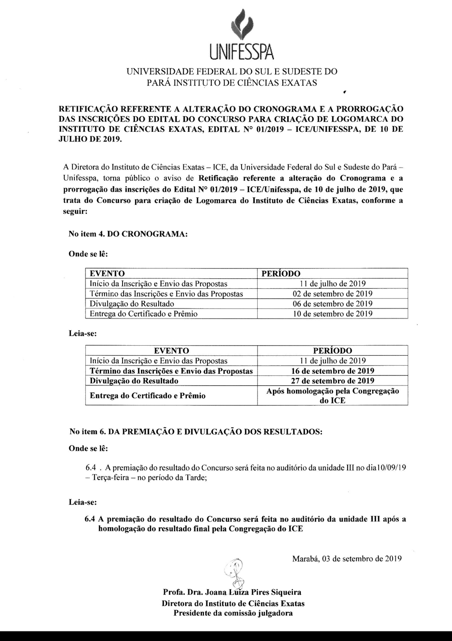 RETIFICAÇÃO EDITAL 01 2019 LOGOMARCA ICE 1